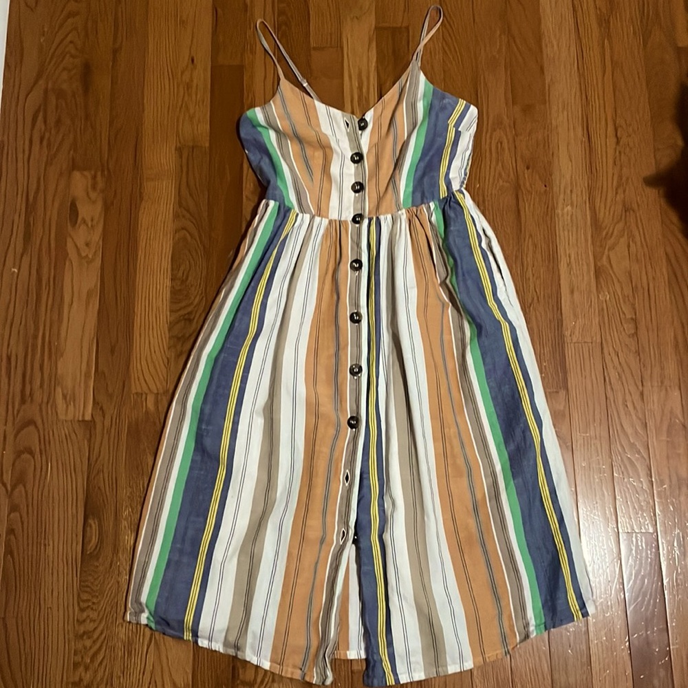 Japan striped casual button dress